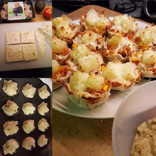 Pulled turkey -tortillakupit