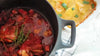 Karitsanpotka-tomaattipata -annos, joka sopii useimpien FitFarmin valmennusten ruokavalioihin. 