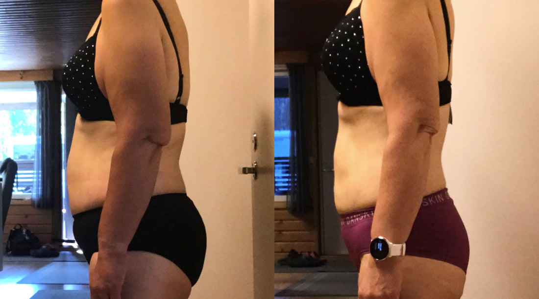 Kirsin kokemuksia ja ennen ja jälkeen kuvat KETO49®-valmennuksen jälkeen