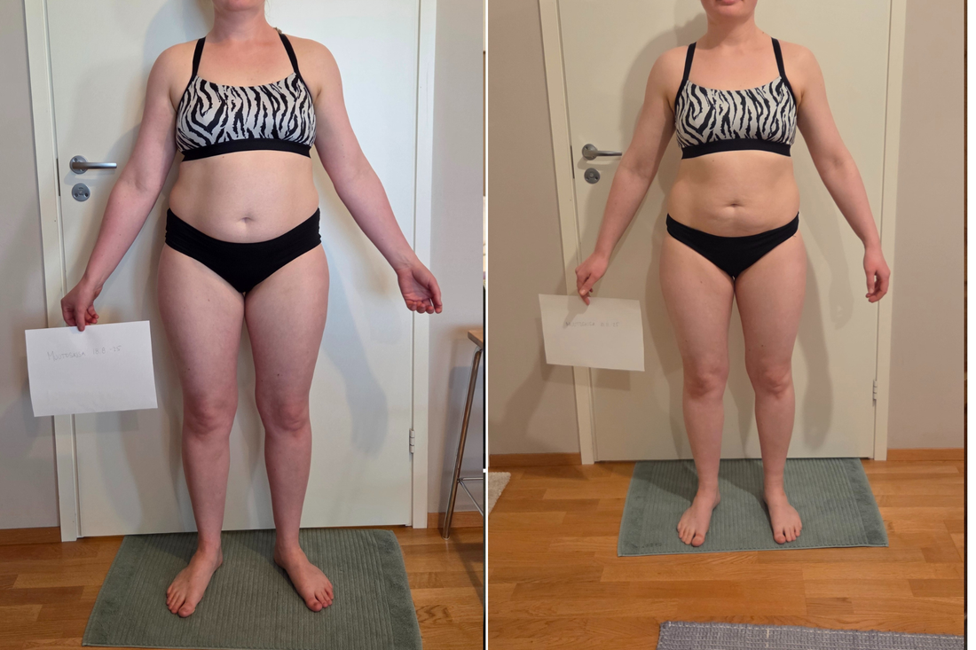 Riinan vyötärö kapeni Superdieetti -valmennuksessa 10 cm ja kiloja tippui 5,5 kg