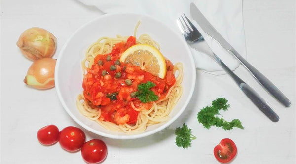 Reseptivinkki: Tomaattinen ja sitruunainen katkarapupasta
